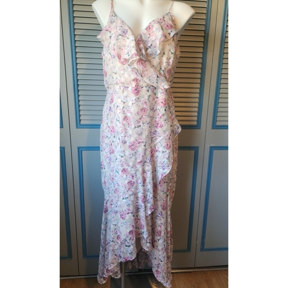 Express Dresses & Skirts - Express Pink Ruffle Floral Dress